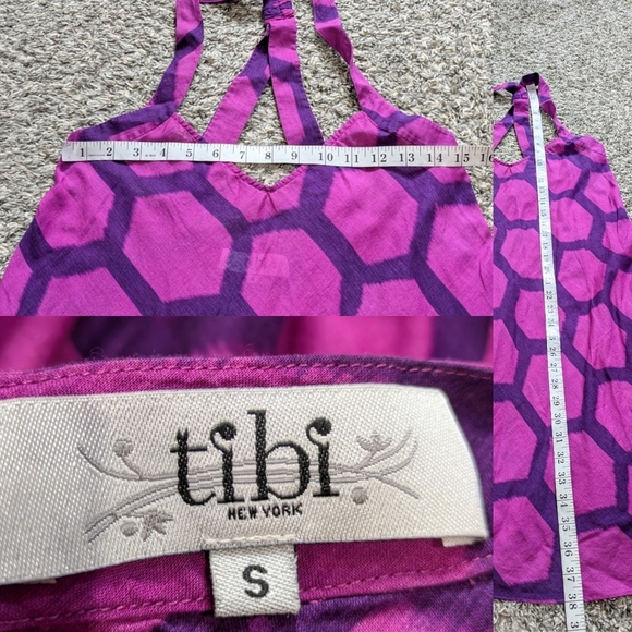 Tibi Purple Honeycomb Sleeveless Cotton Halter Summer Sun Dress S - Picture 7 of 7